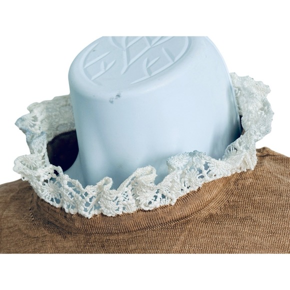 J.CREW Women Sweater M Crochet Collar TIPPI Wool Cottagecore Romantic Prairie - Picture 2 of 12